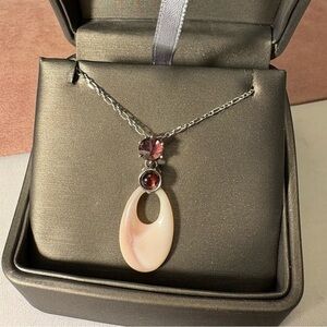 Elle Sterling Silver, Shell and Garnet Necklace